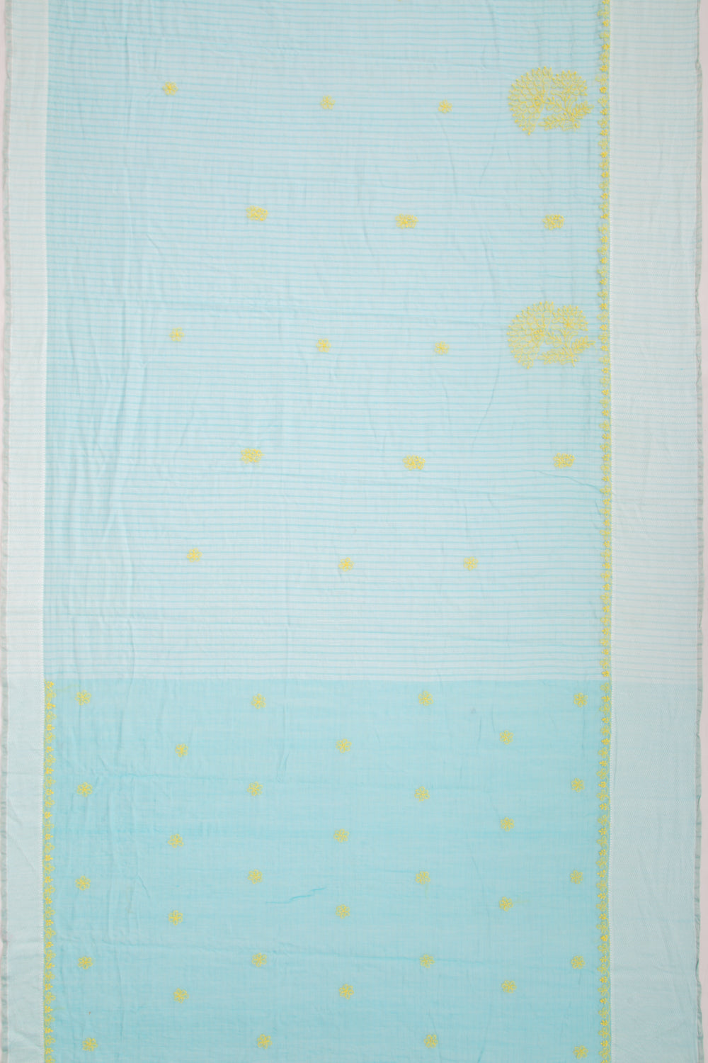 Maheshwari Silk Checks And Chikankari Butta Sky Blue Saree