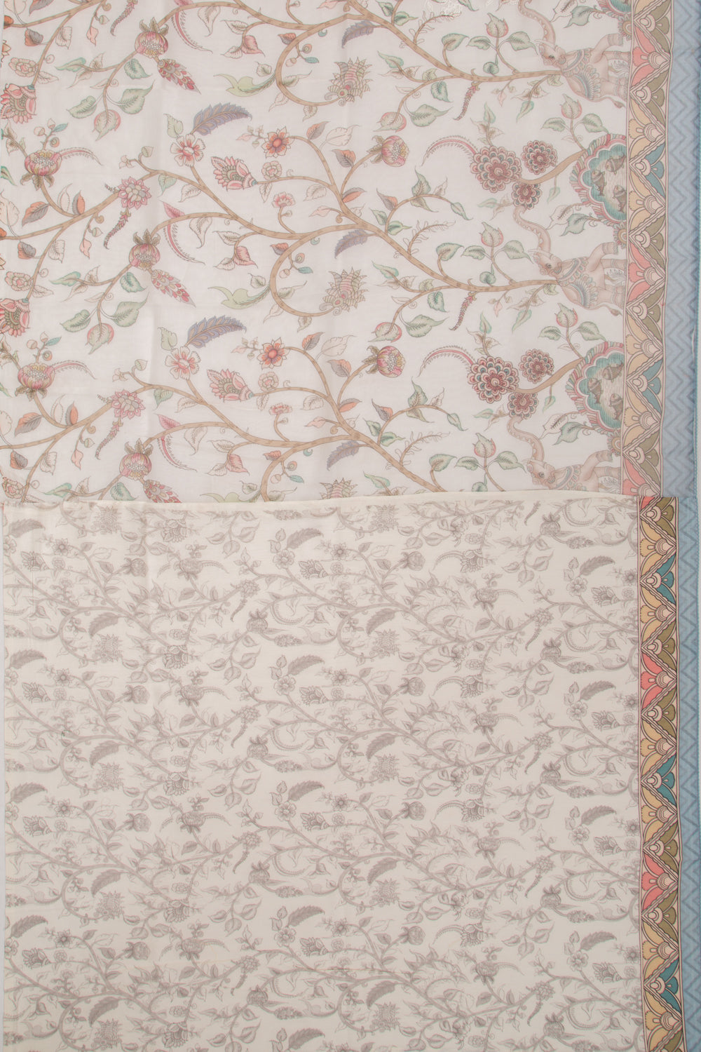 Organza Floral Embroidery And Printed White Saree