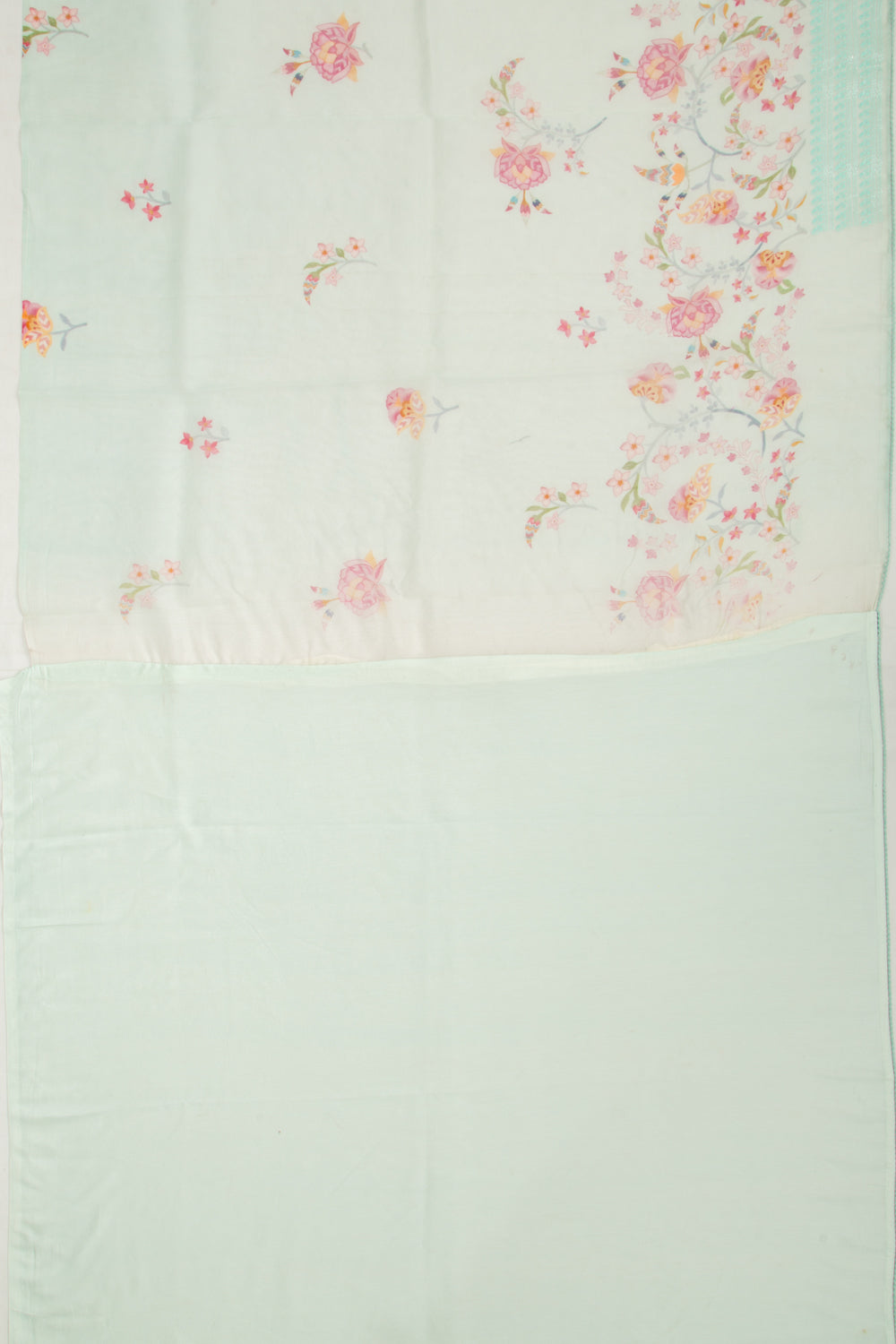 Organza Floral Printed Sea Green Saree