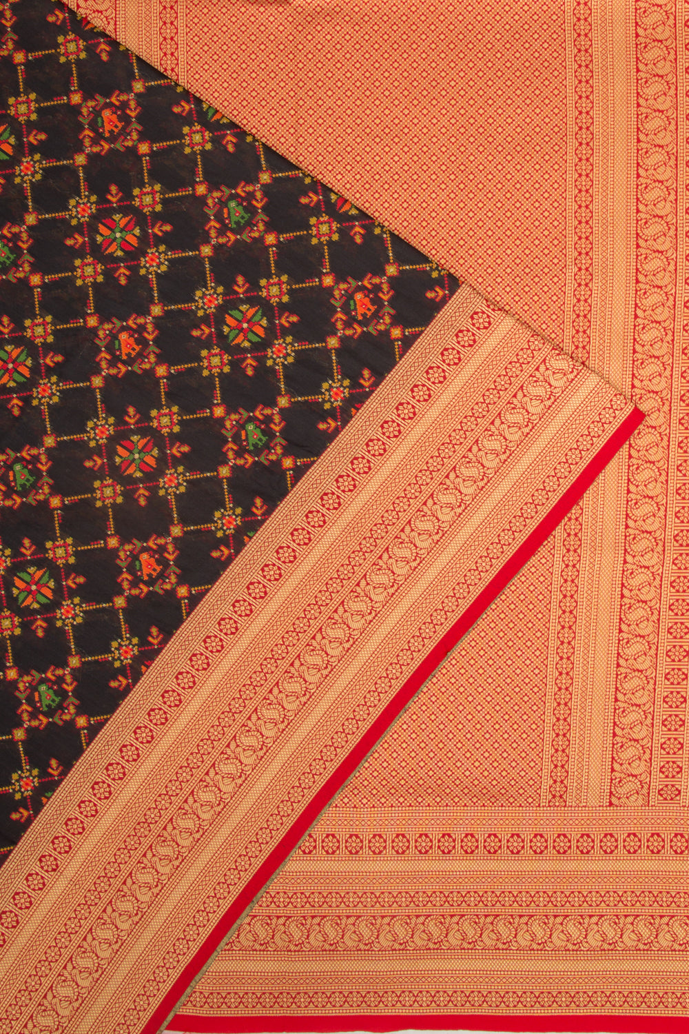 Chanderi Cotton Brocade Black Saree