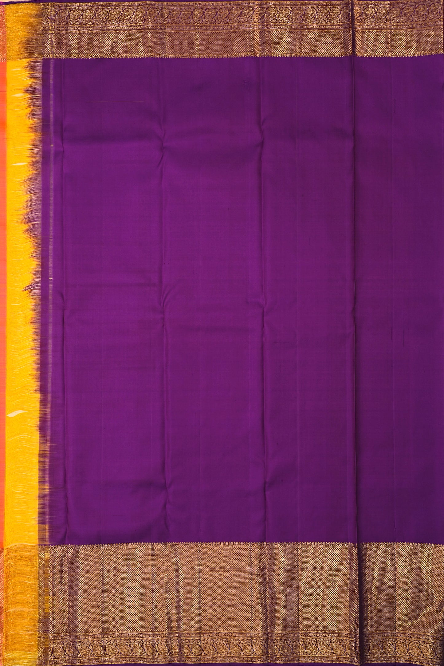 Kanchipuram Silk Checks And Butta Orange Saree