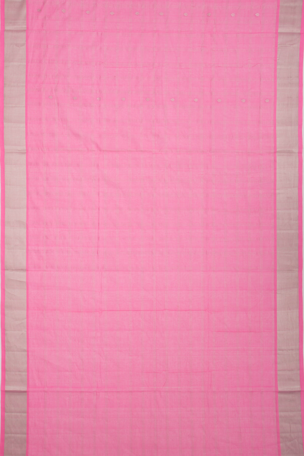 Chettinad Cotton Checks And Butta Pink Saree