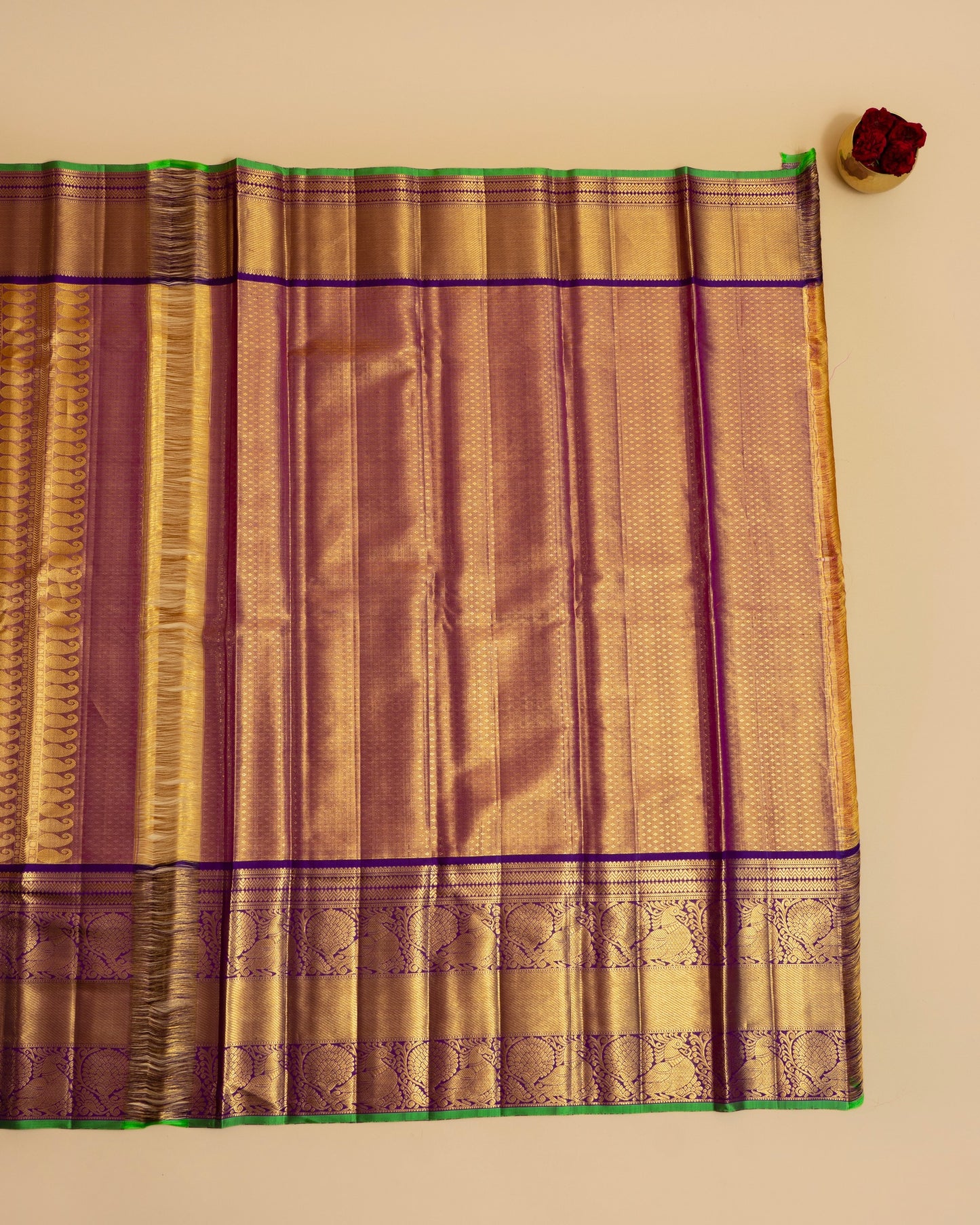 Kanchipuram Silk Tissue Brocade Gold Saree