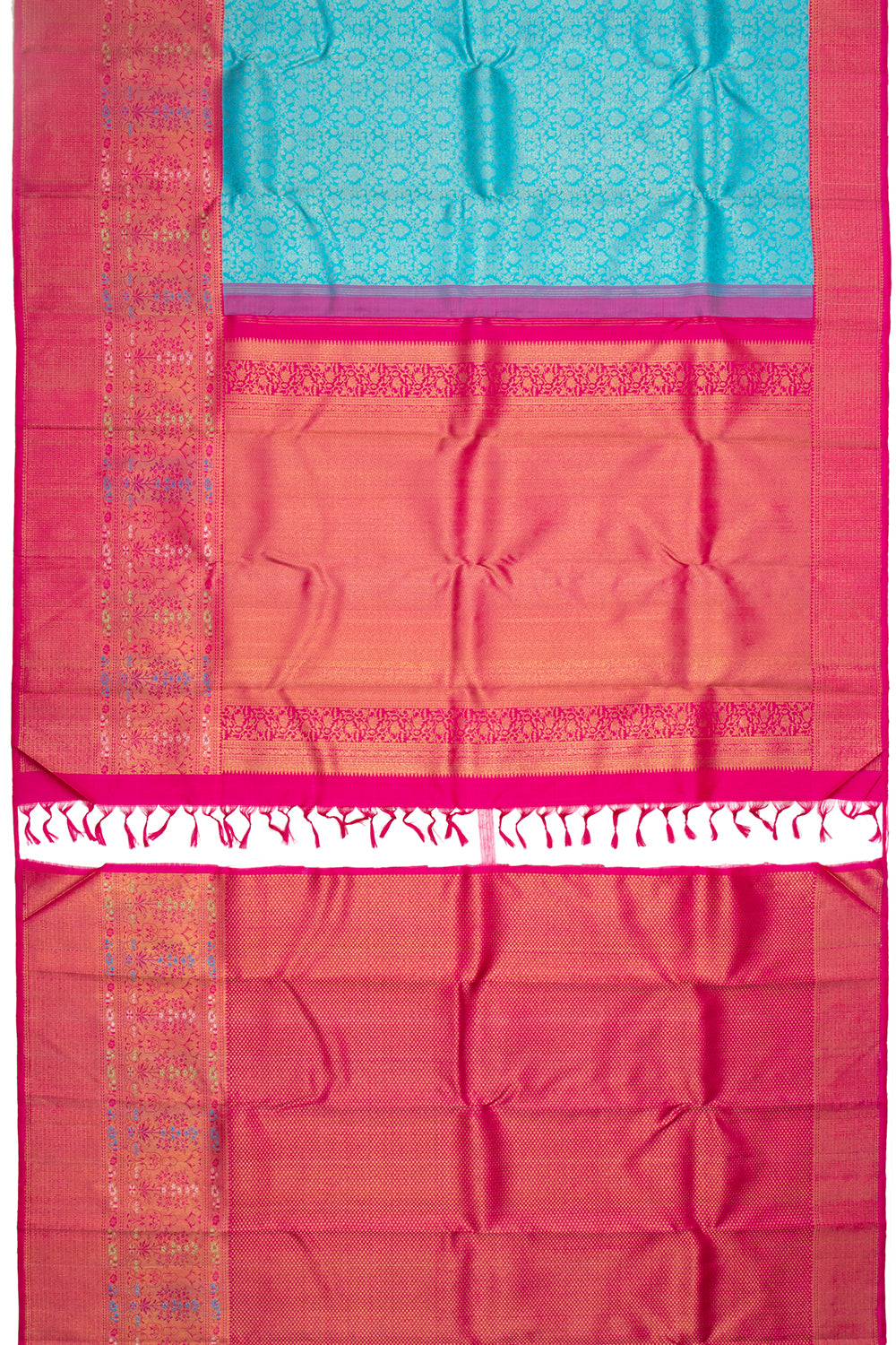 Kanchipuram Silk Jaal Sky Blue Saree