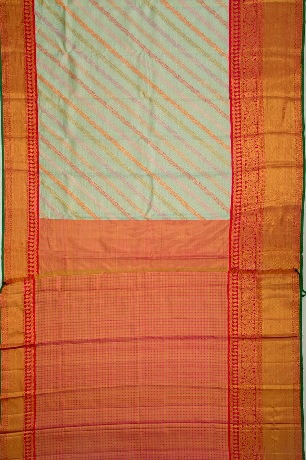 Kanchipuram Silk Tissue Jaal Rangkat Sea Green Saree