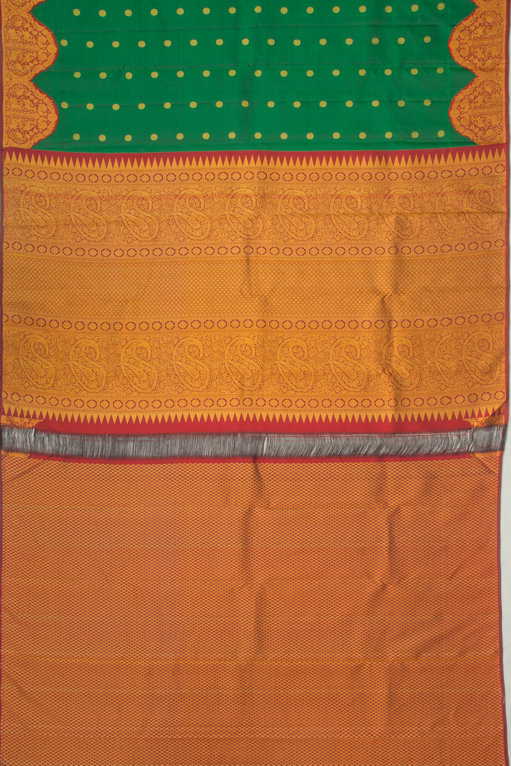 Kanchipuram Silk Butta Dark Green Saree