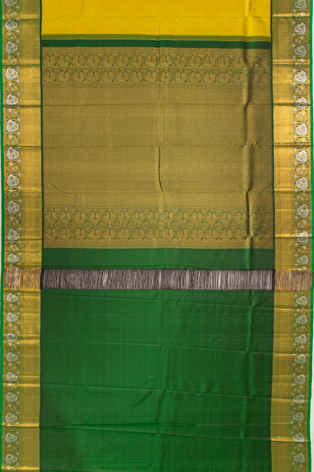 Kanchipuram Silk Brocade Yellowish Green Saree