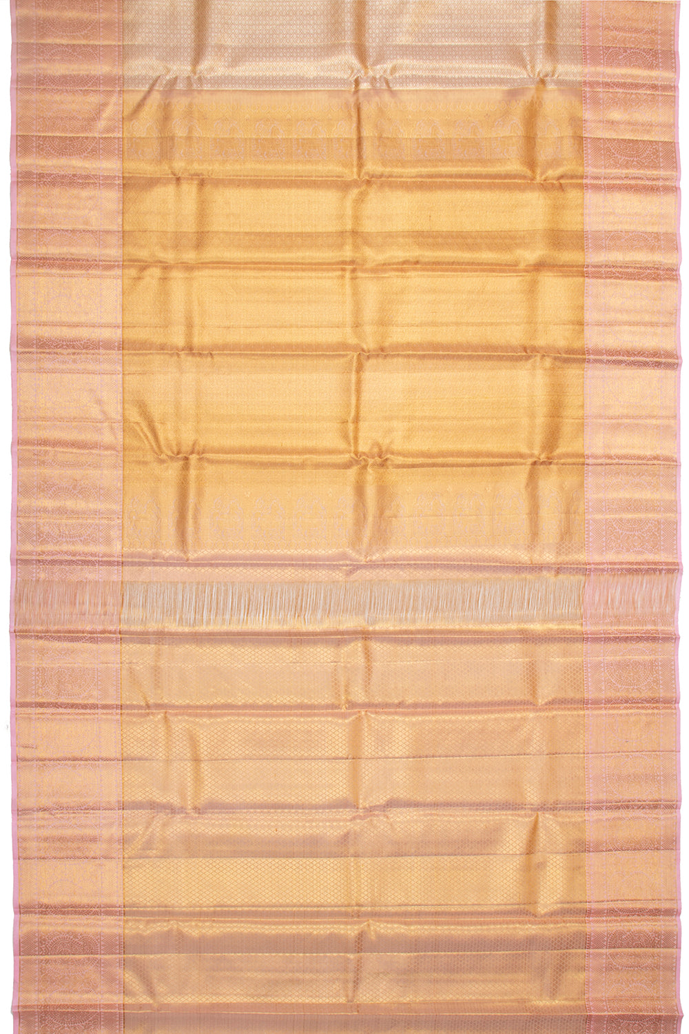 Kanchipuram Silk Tissue Brocade Baby Pink Saree