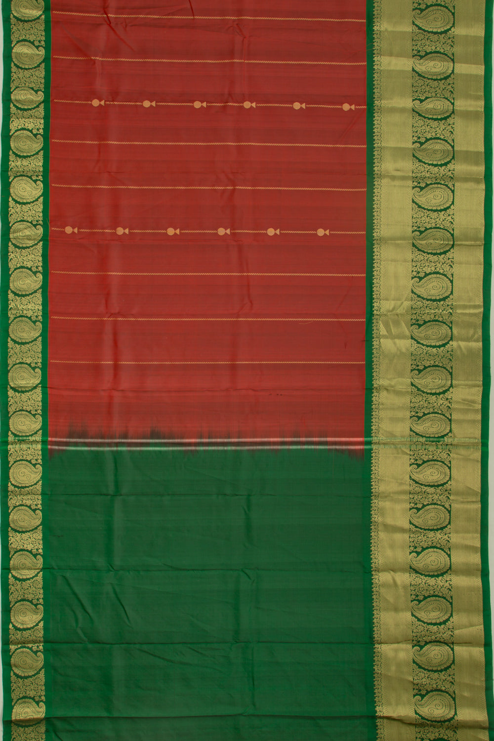 Soft Silk Vertical Lines Dual Tone Maroon And Brown Saree