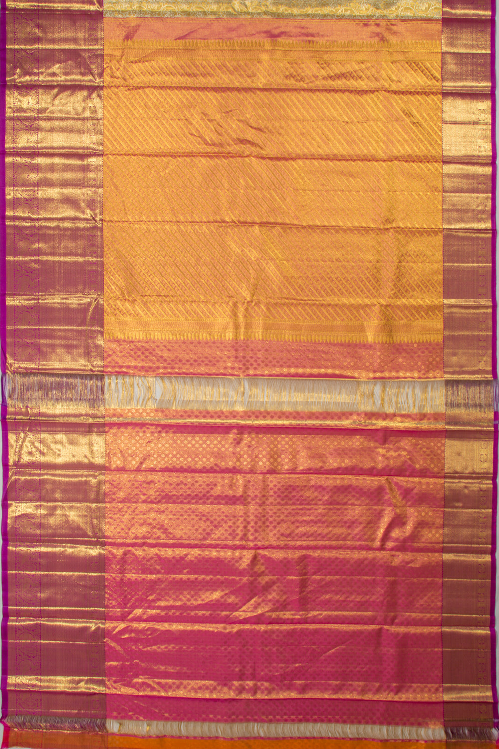 Kanchipuram Silk Tissue Jaal Gold Saree