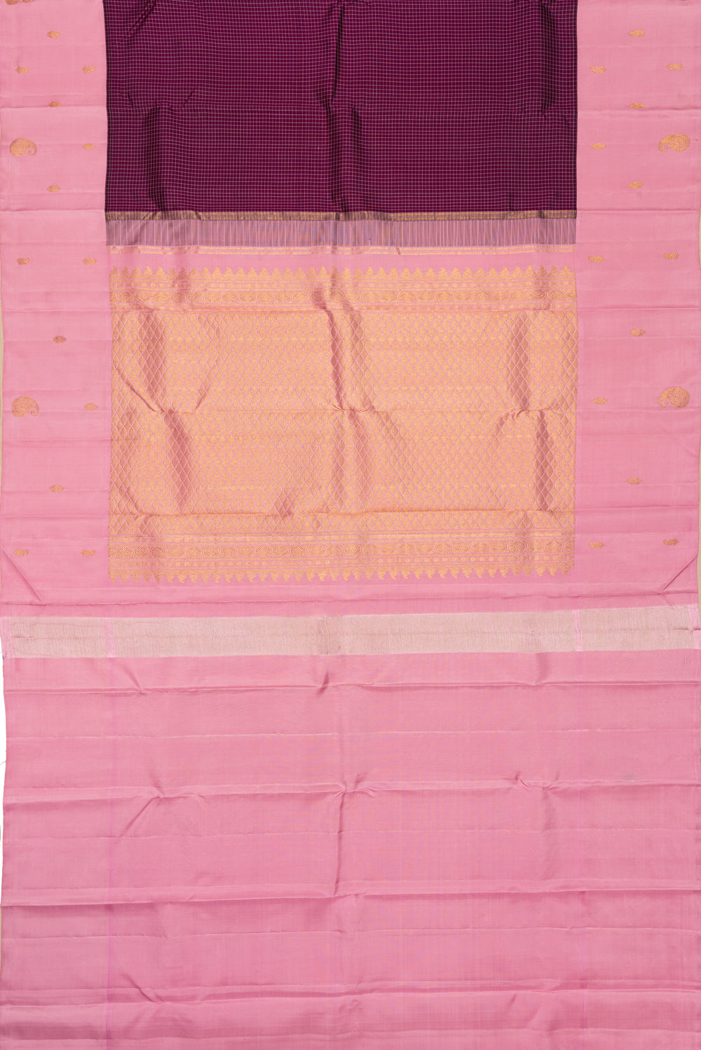 Kanchipuram Silk Kattam Checks Purple Saree