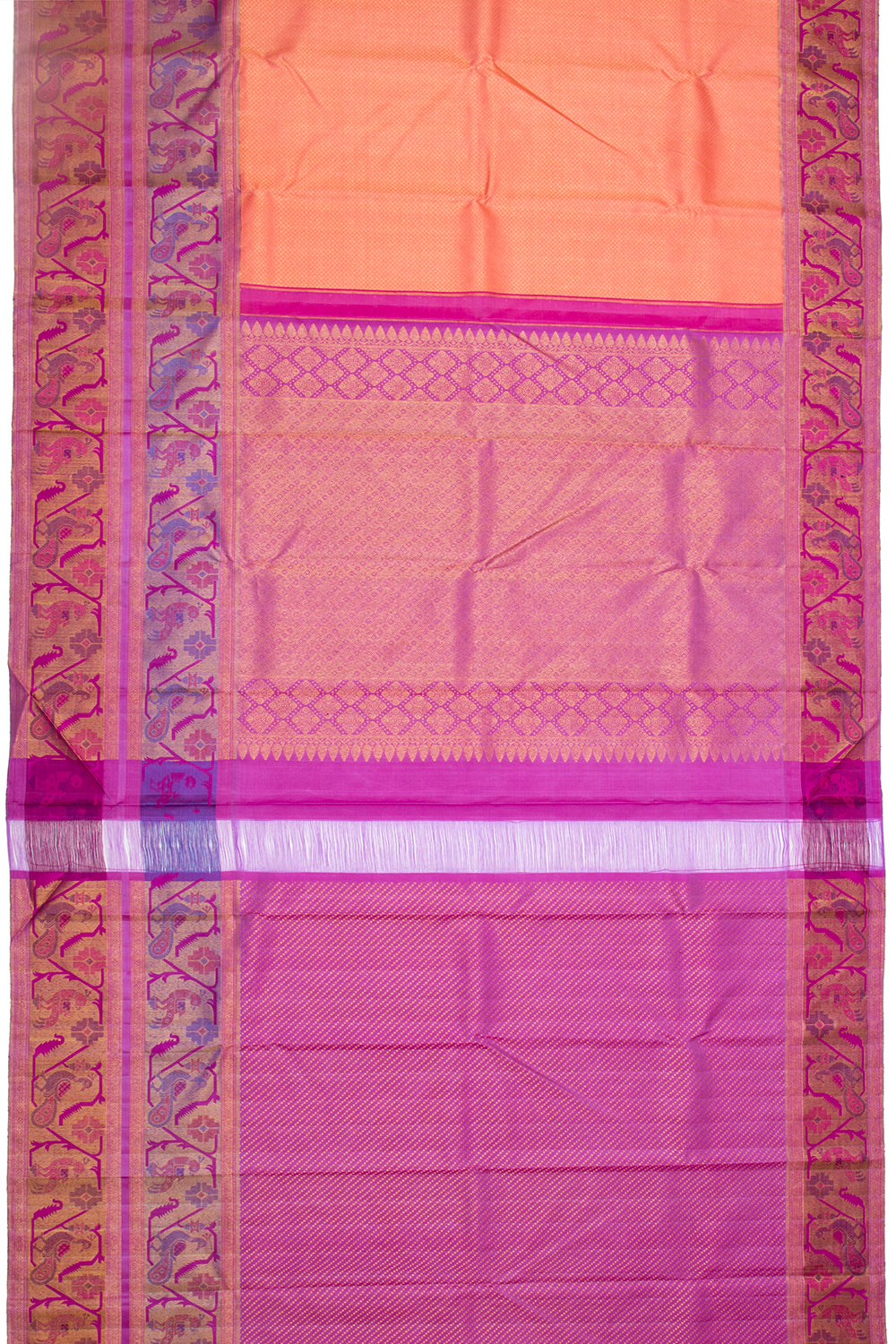 Kanchipuram Silk Brocade Orange Saree
