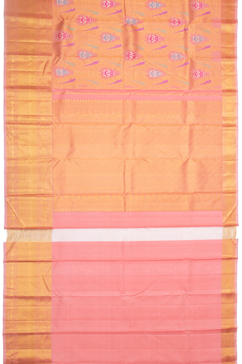 Kanchipuram Silk Brocade Peach Saree