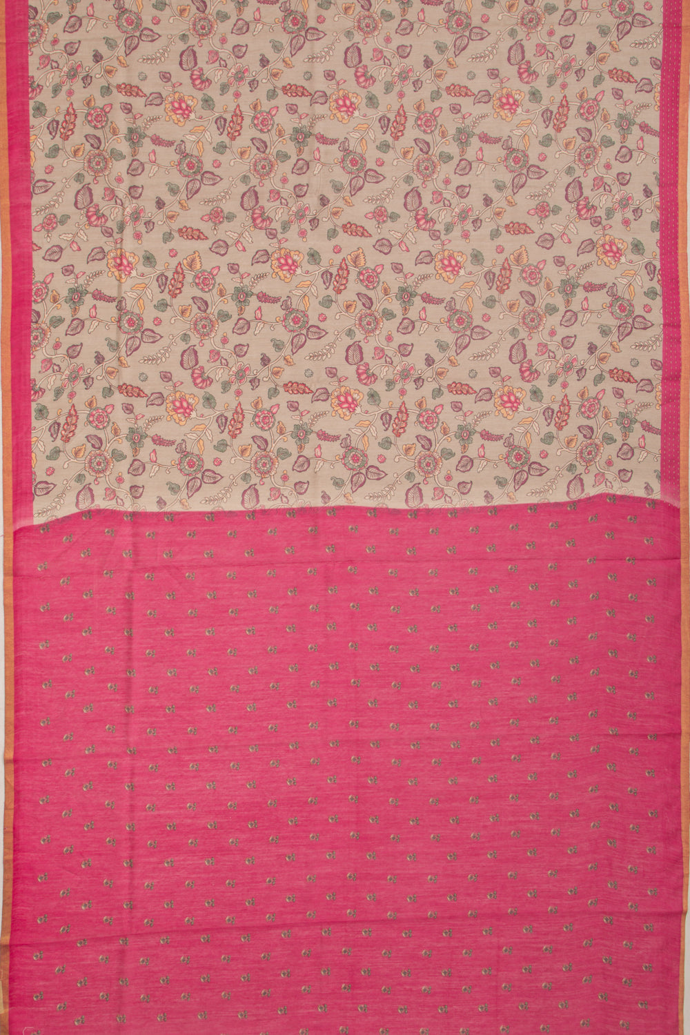 Chanderi Cotton Floral Printed Grey Saree