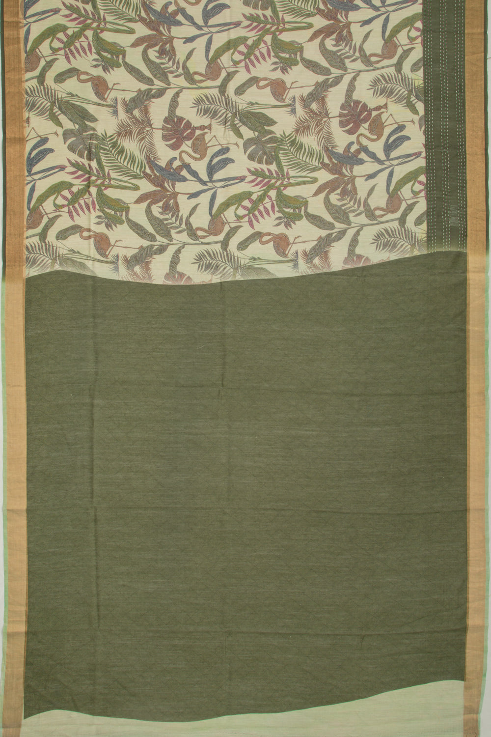 Chanderi Cotton Floral Printed Pastel Green Saree