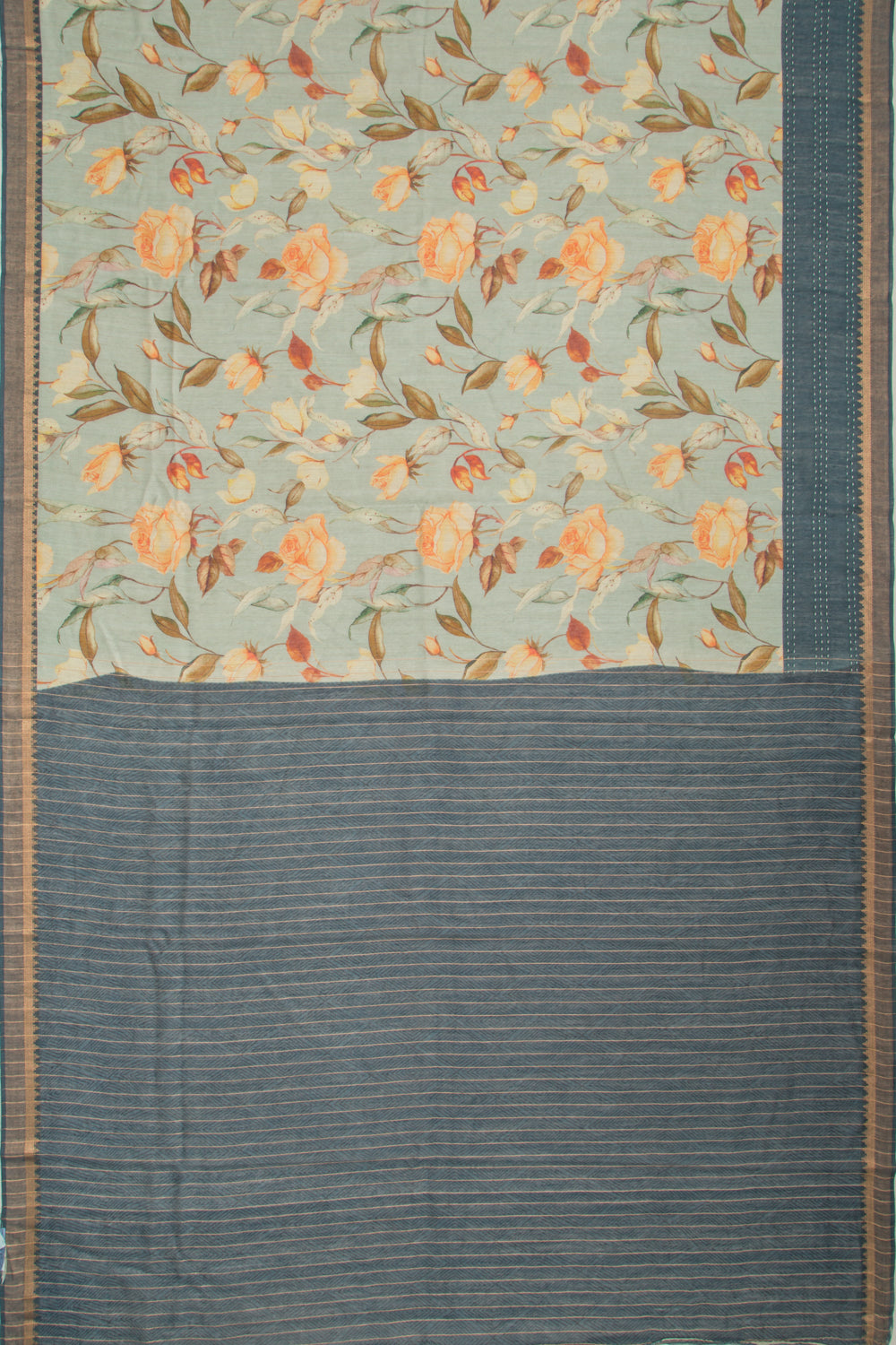 Chanderi Cotton Floral Printed Pastel Green Saree