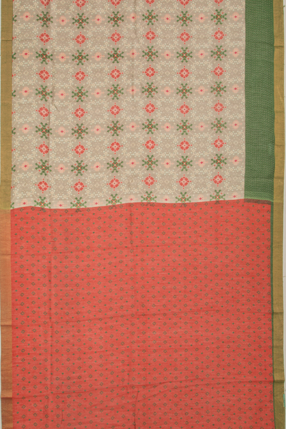 Chanderi Cotton Printed Grey Saree