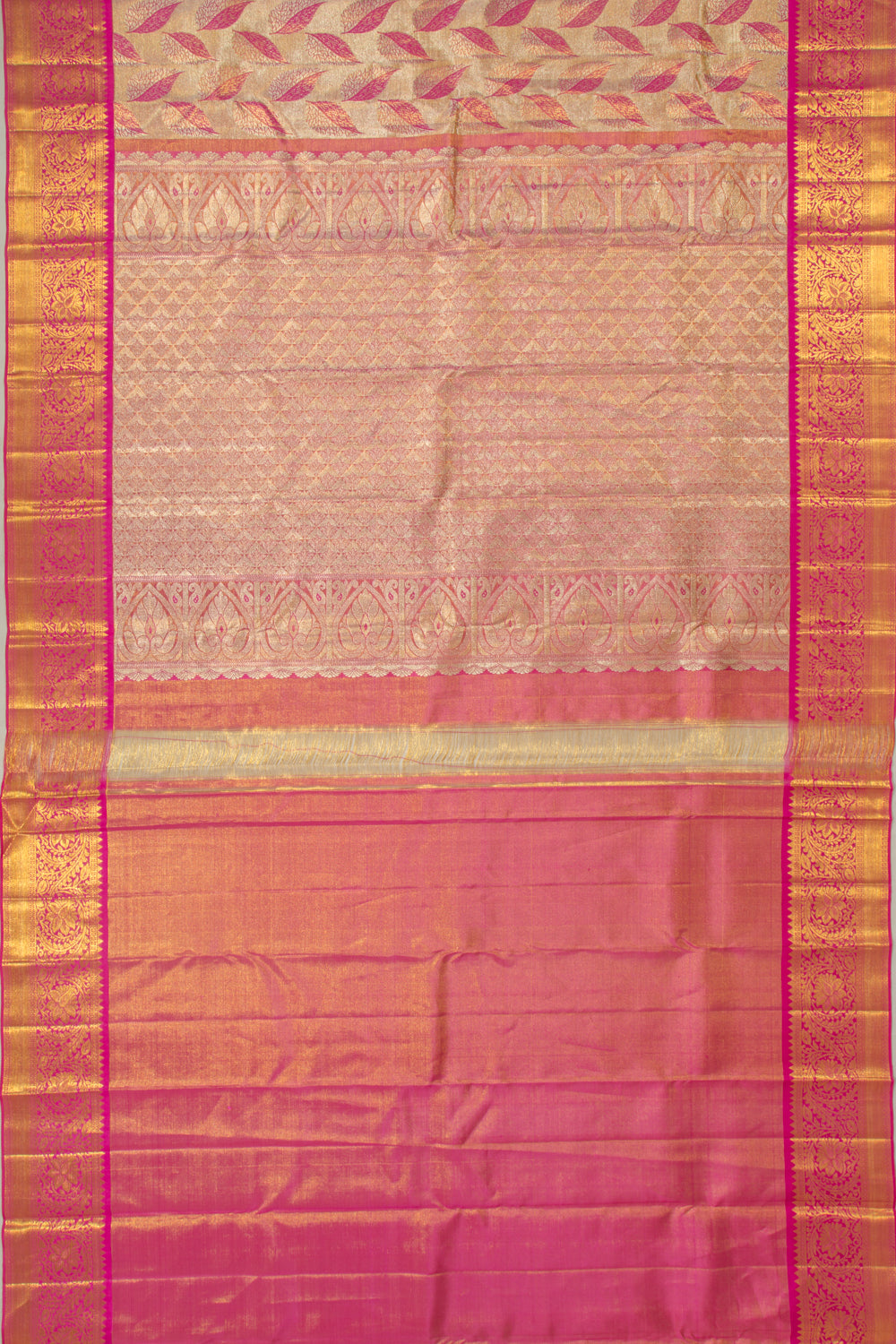 Kanchipuram Silk Tissue Brocade Gold Saree