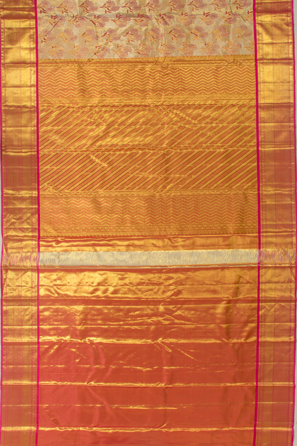 Kanchipuram Silk Tissue Brocade Gold Saree