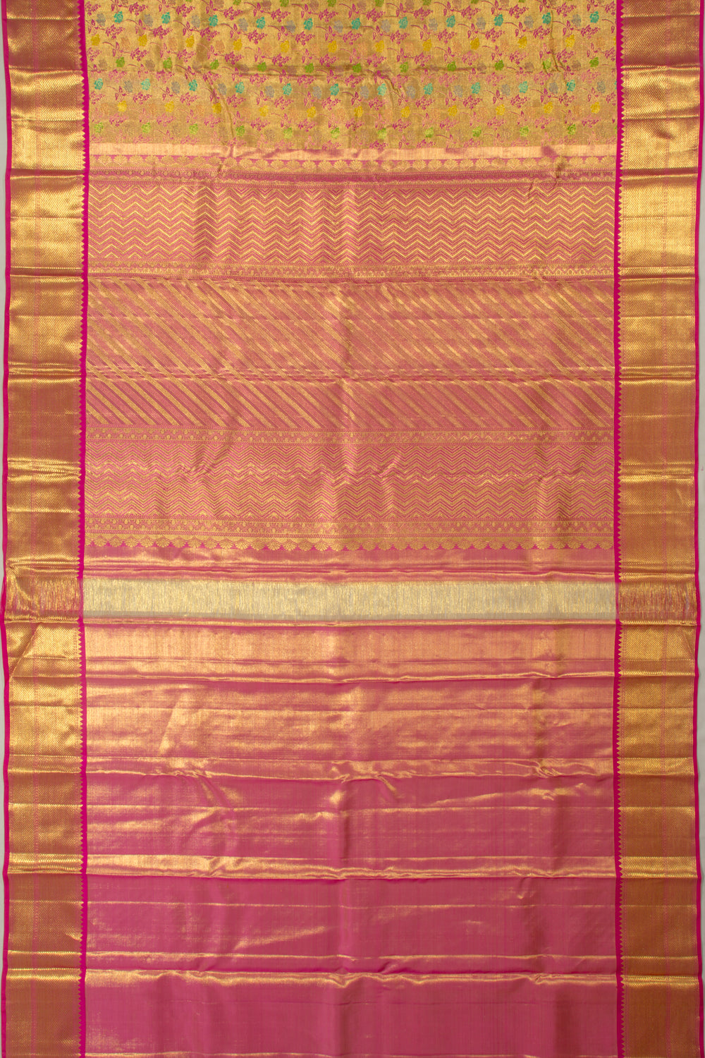 Kanchipuram Silk Tissue Brocade Gold Saree