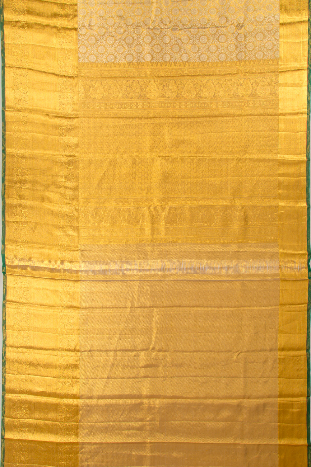 Kanchipuram Silk Tissue Jaal And Butta Gold Saree