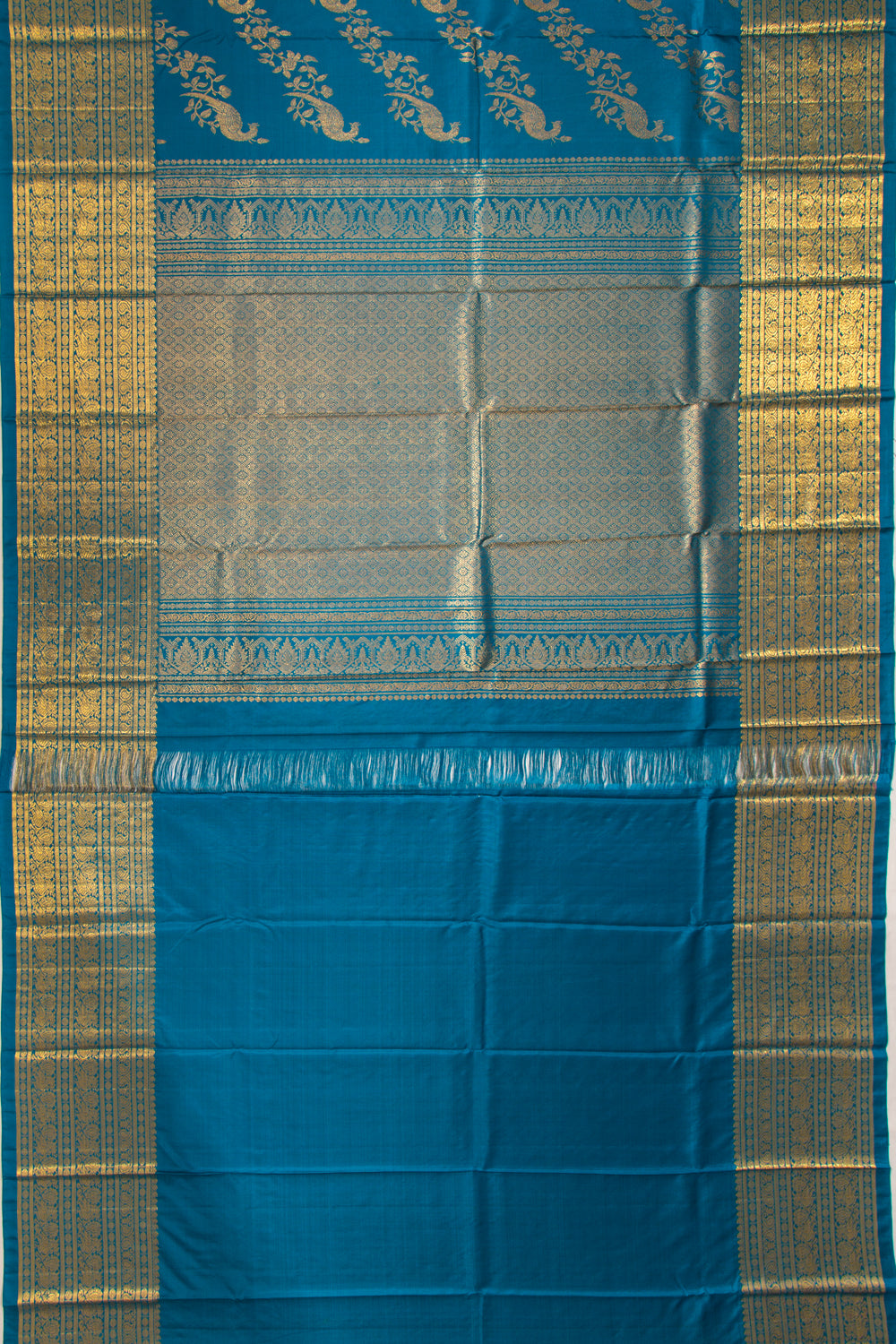Kanchipuram Silk Jaal Dark Blue Saree