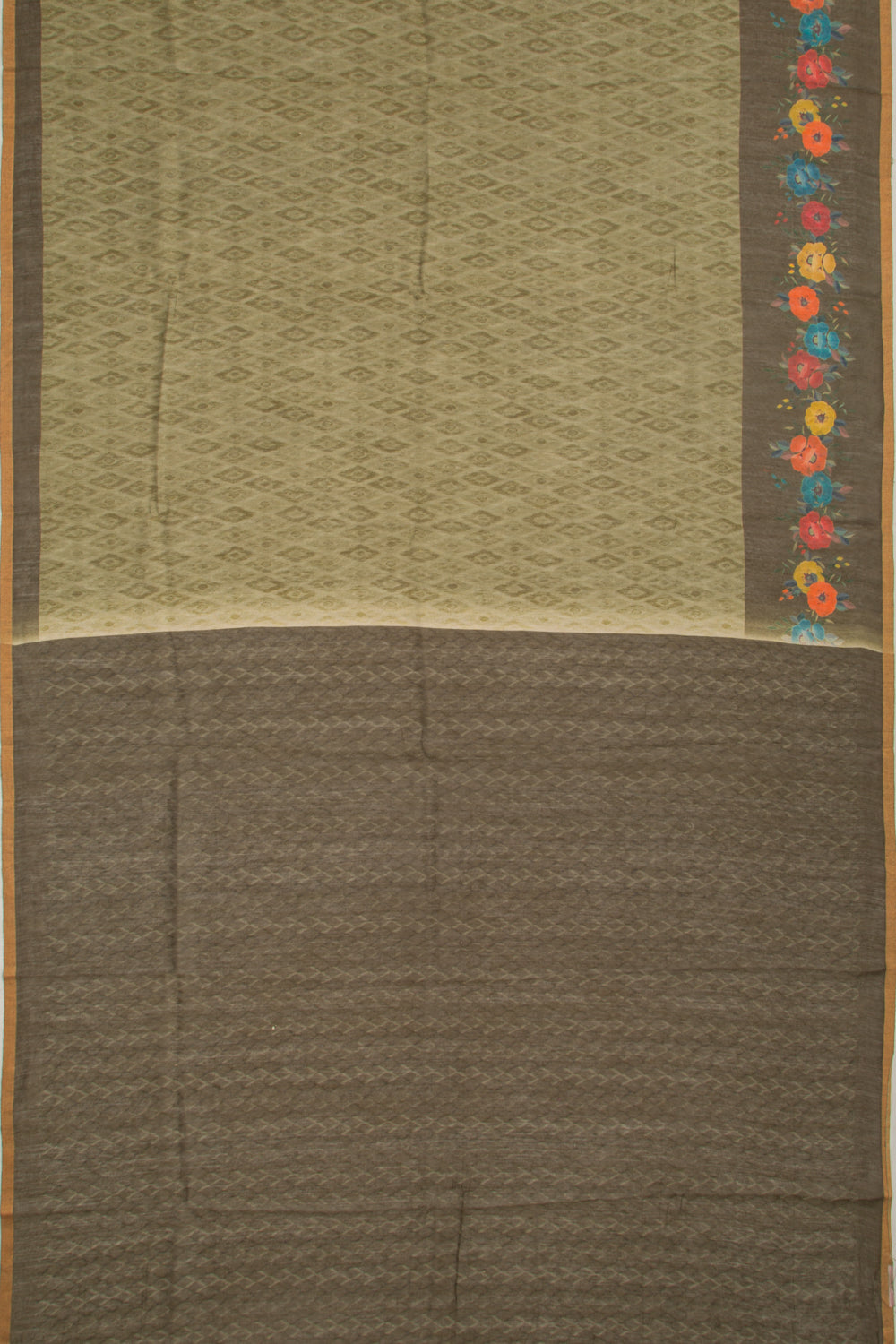 Chanderi Cotton Printed Green Saree