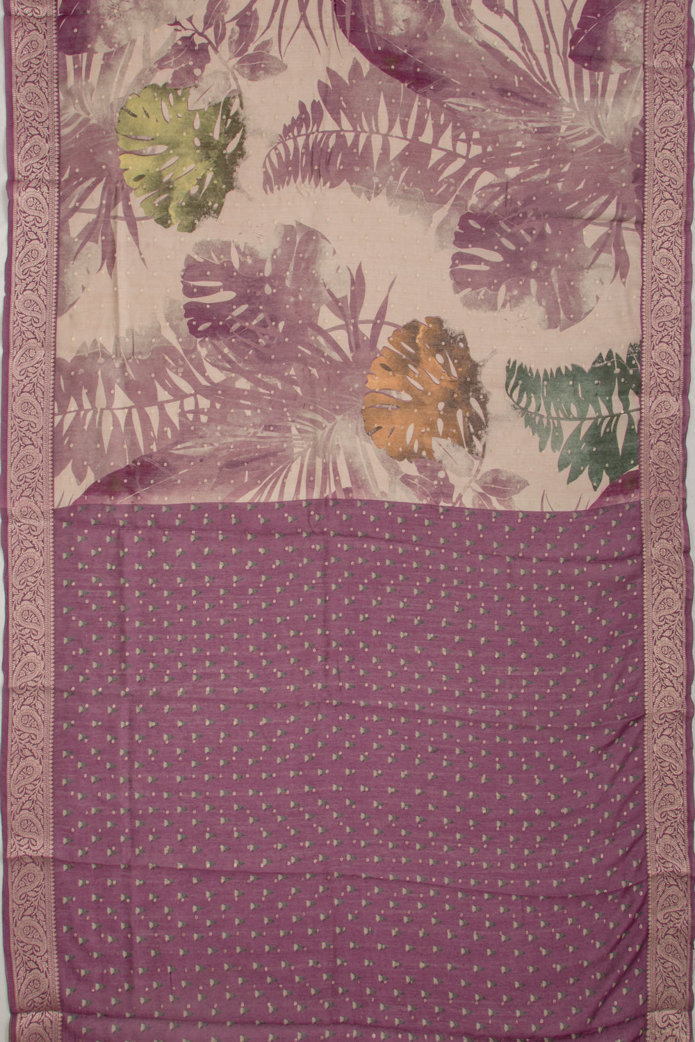 Chanderi Cotton Floral Printed Beige Saree