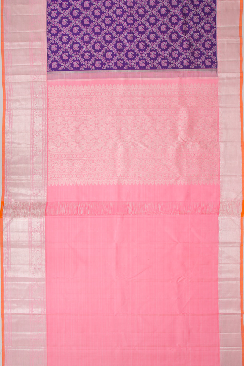 Kanchipuram Silk Jaal And Butta Violet Saree