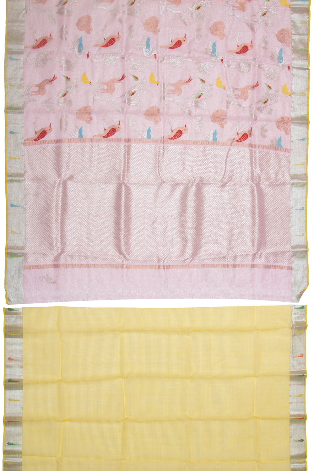 Kota Silk Tissue Jamdani Jaal Baby Pink Saree