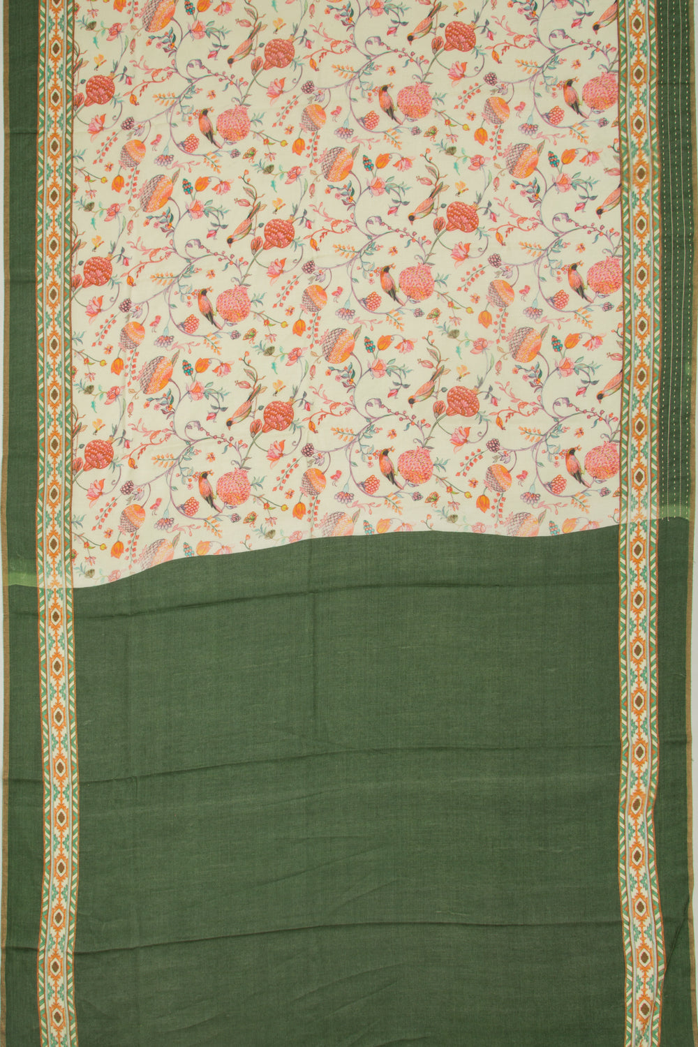Tussar Floral Printed Pastel Green Saree