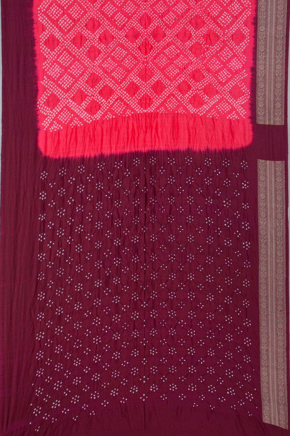 Chiniya Silk Bandhani Pink Saree