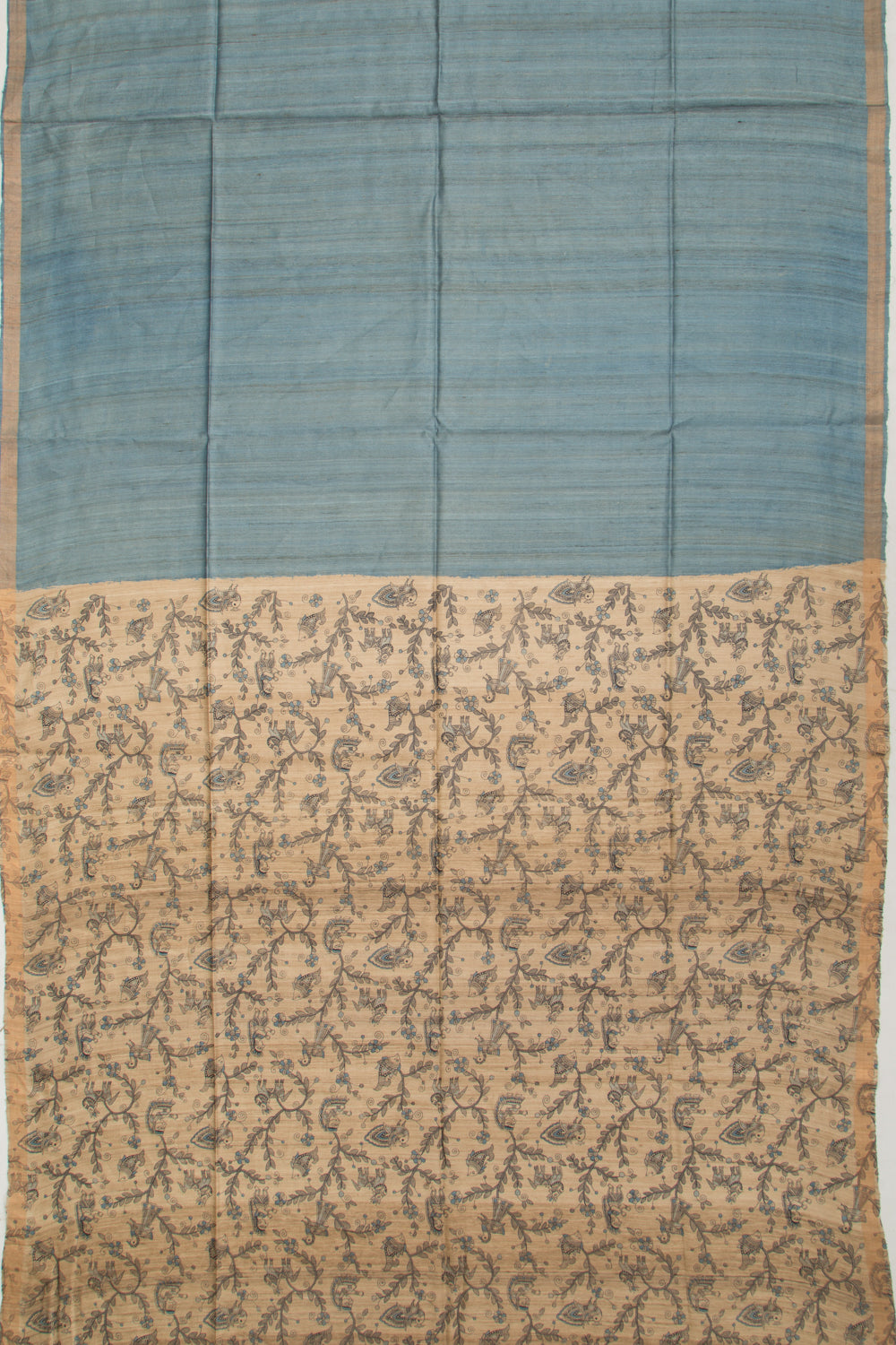 Tussar Plain Elephant Grey Saree