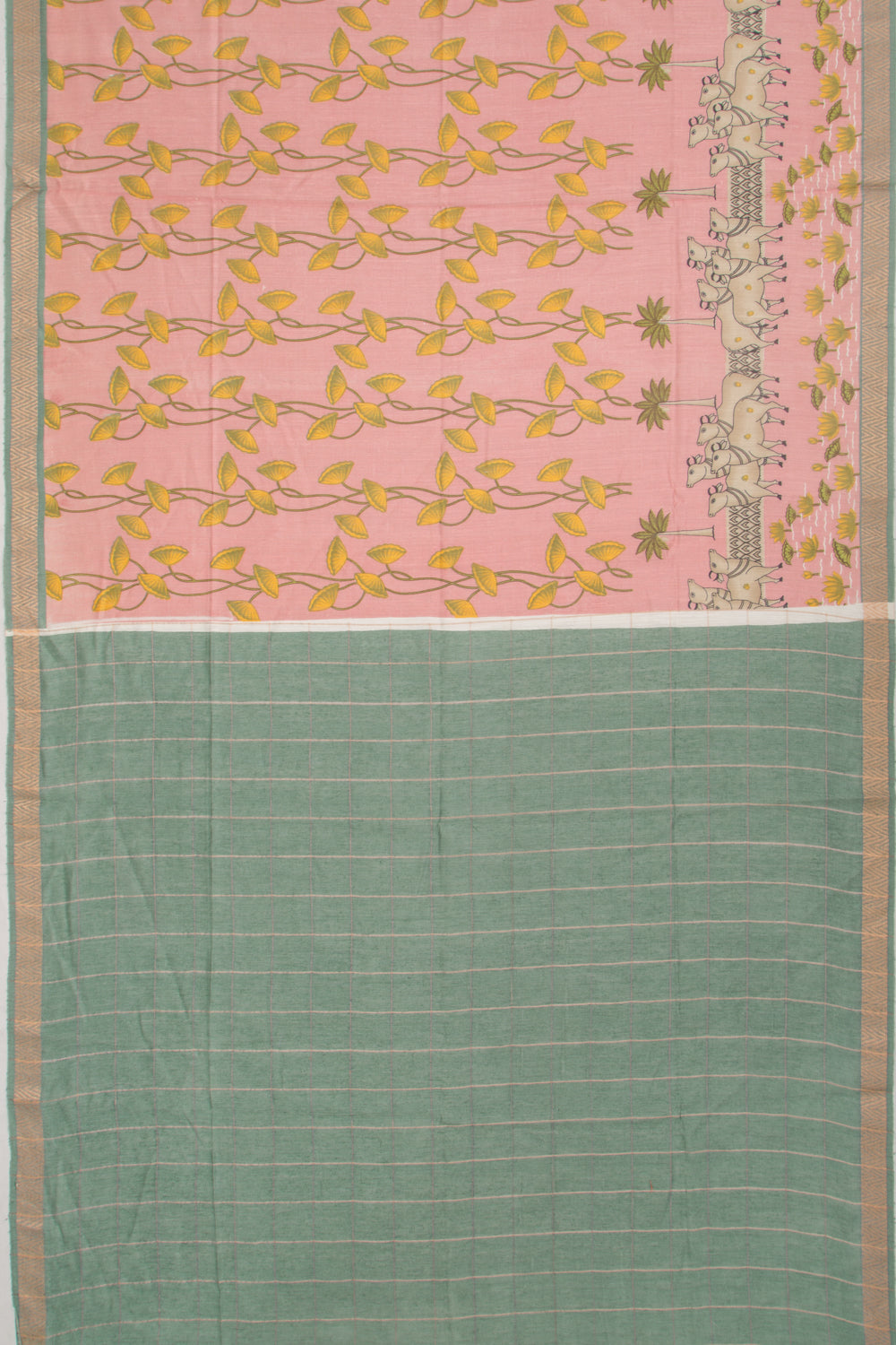 Tussar Pichwai Printed Pink Saree