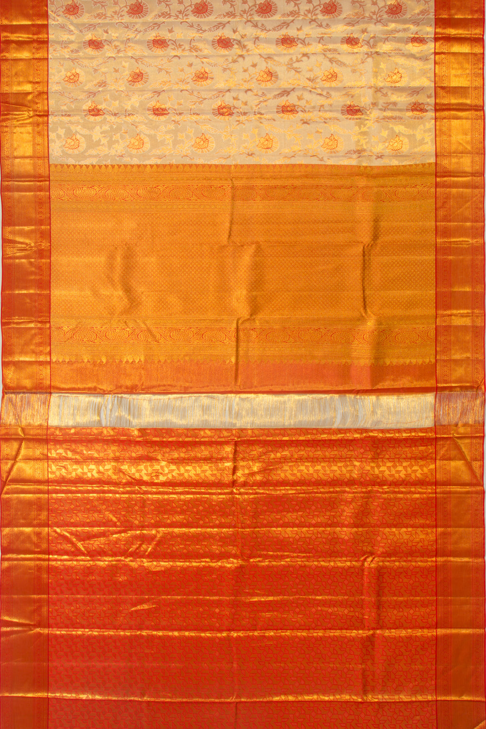 Taranga Kanchi Silk Tissue Jaal Gold Saree