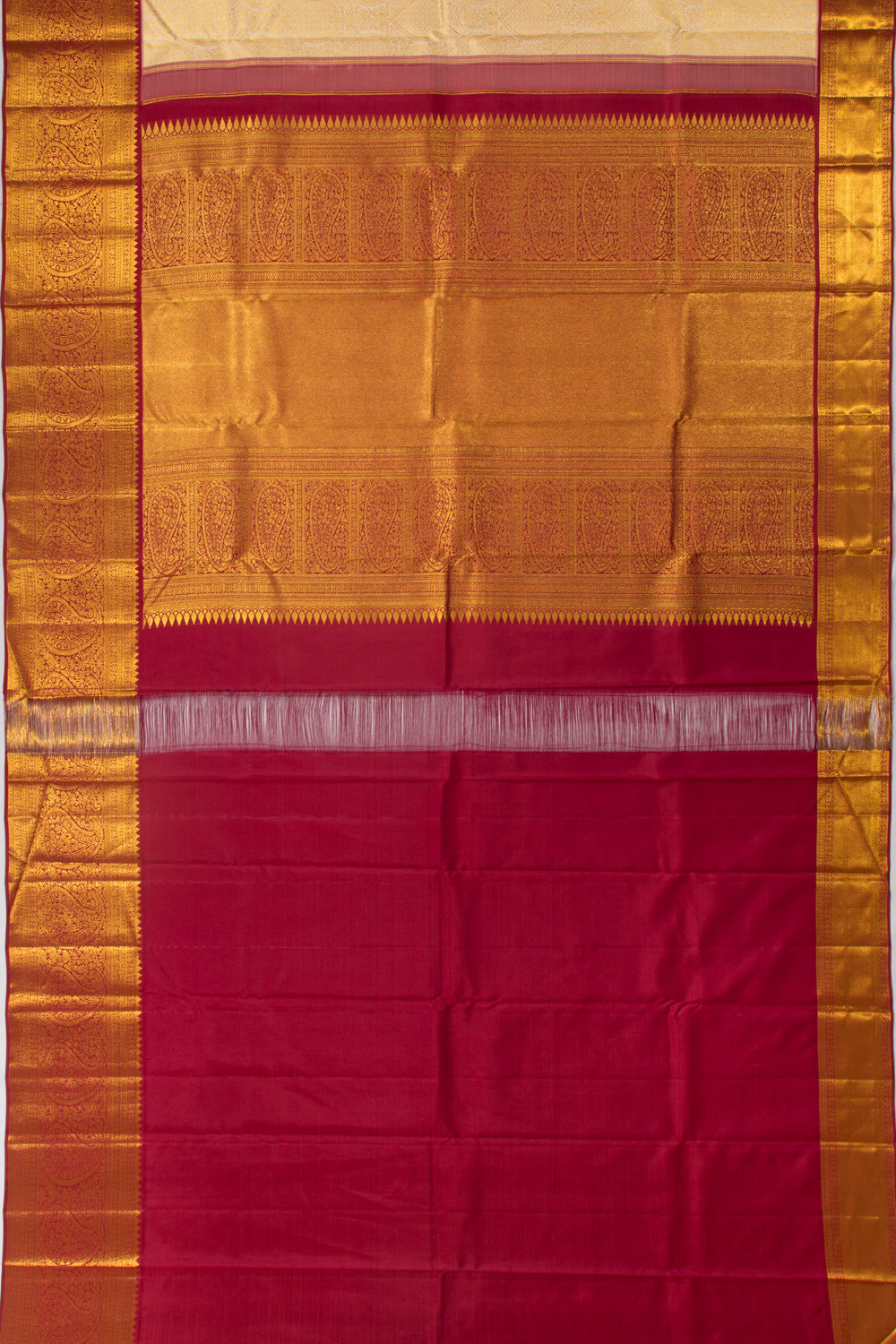 Taranga Kanchi Silk Brocade Cream Saree