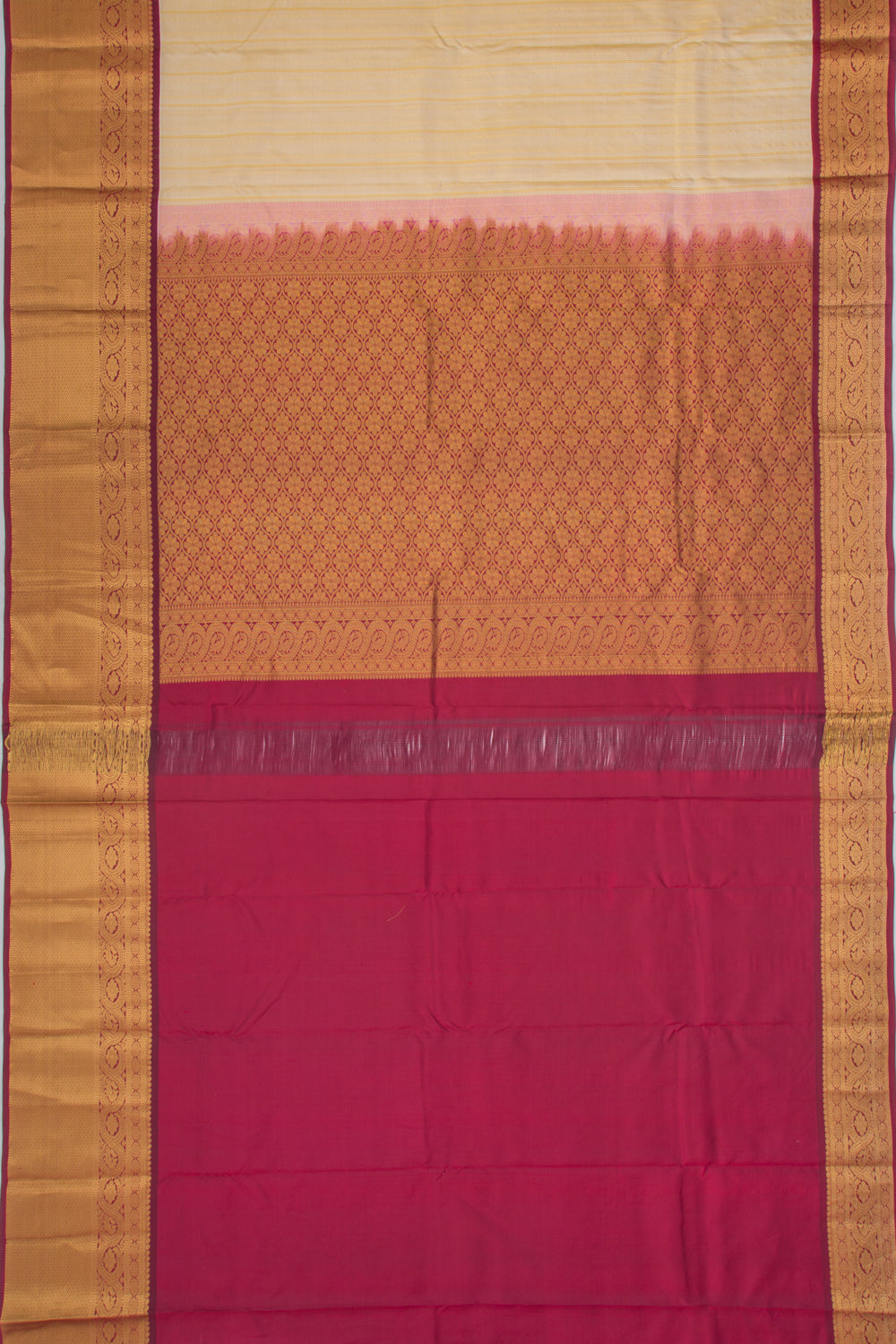 Taranga Kanchi Silk Brocade Cream Saree