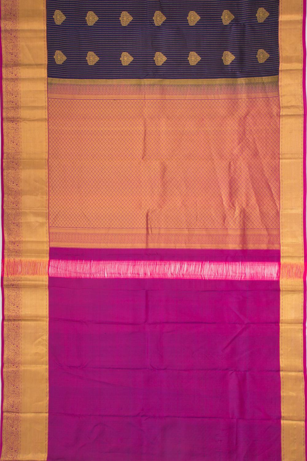 Taranga Kanchi Silk Lines And Butta Dark Blue Saree