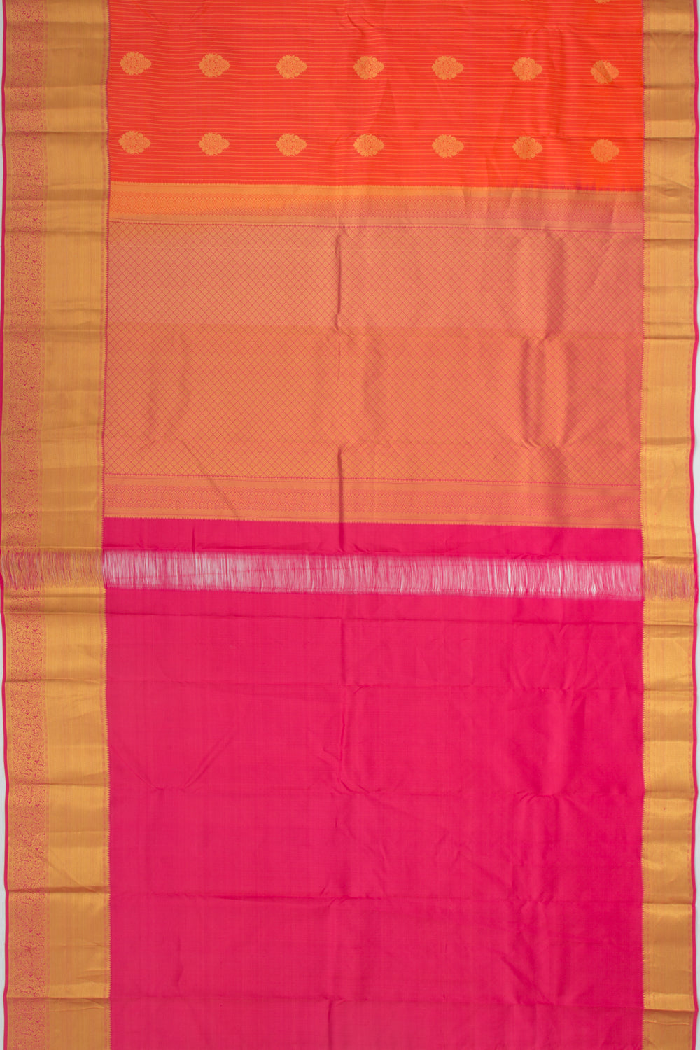 Taranga Kanchi Silk Lines And Butta Orange Saree