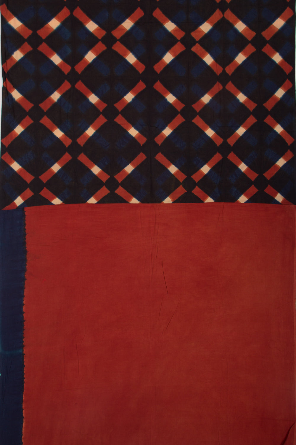 Chanderi Cotton Dabu Block Printed Black Saree