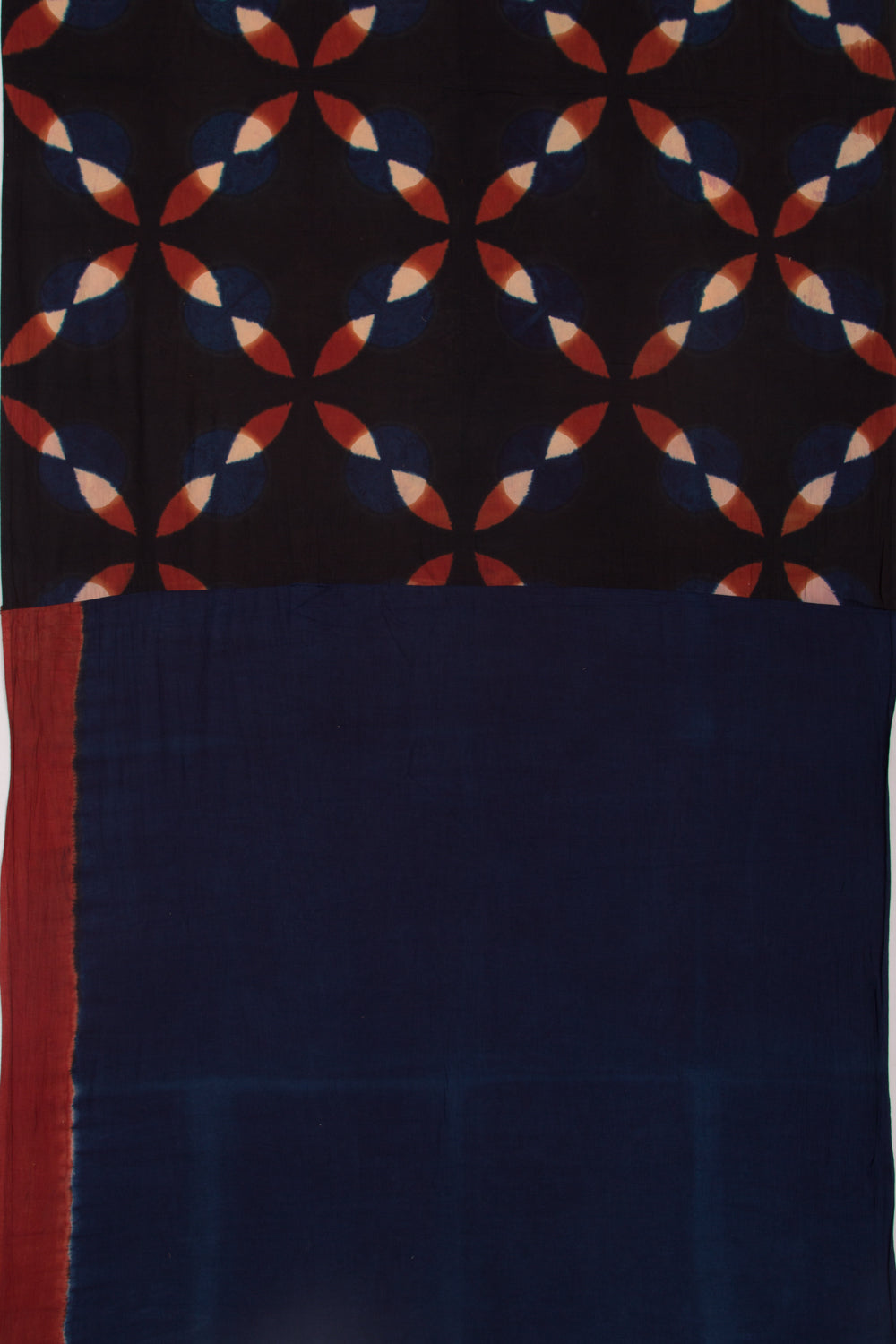 Chanderi Cotton Dabu Block Printed Black Saree