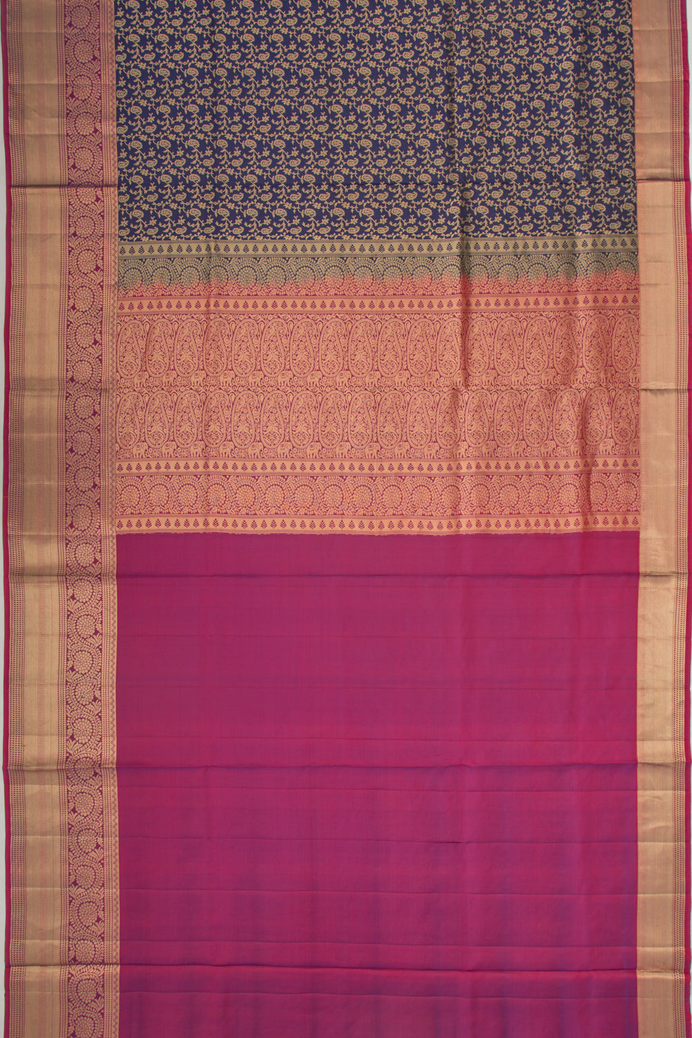 Coimbatore Soft Silk Brocade Dark Blue Saree