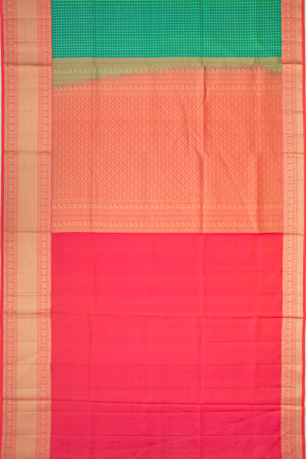Coimbatore Soft Silk Checks Sea Green Saree