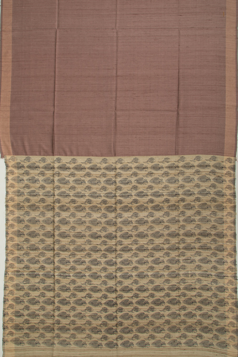 Tussar Plain Choco Brown Saree