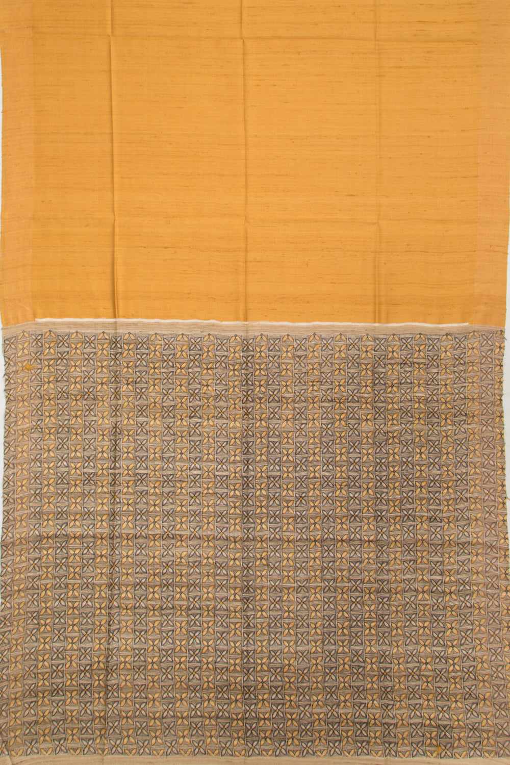 Tussar Plain Yellow Saree