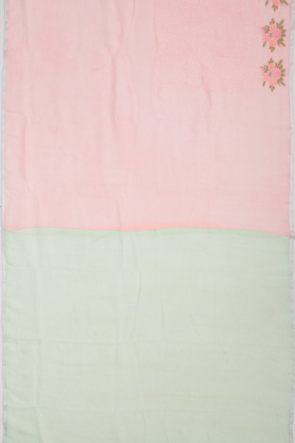 Linen Embroidery Pink Saree