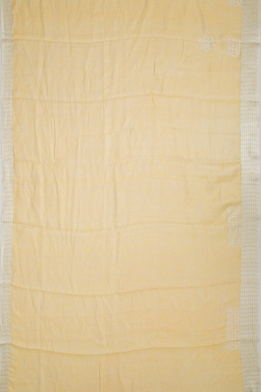 Linen Tissue Yellow Saree With Sequin Work