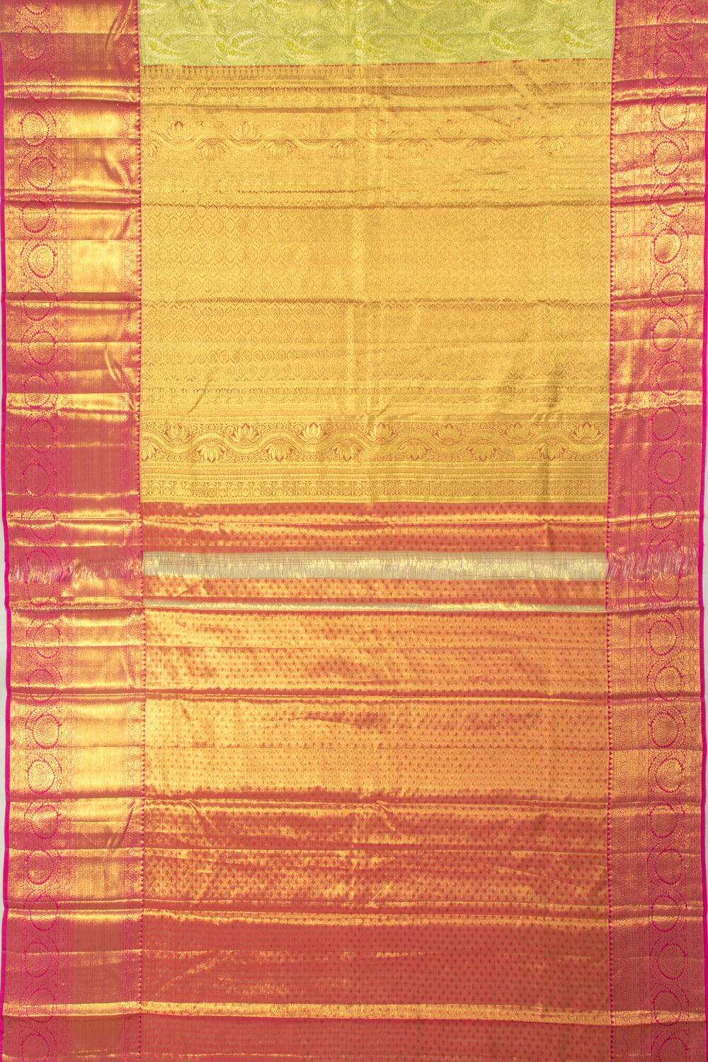 Taranga Kanchi Silk Tissue Brocade Green Saree