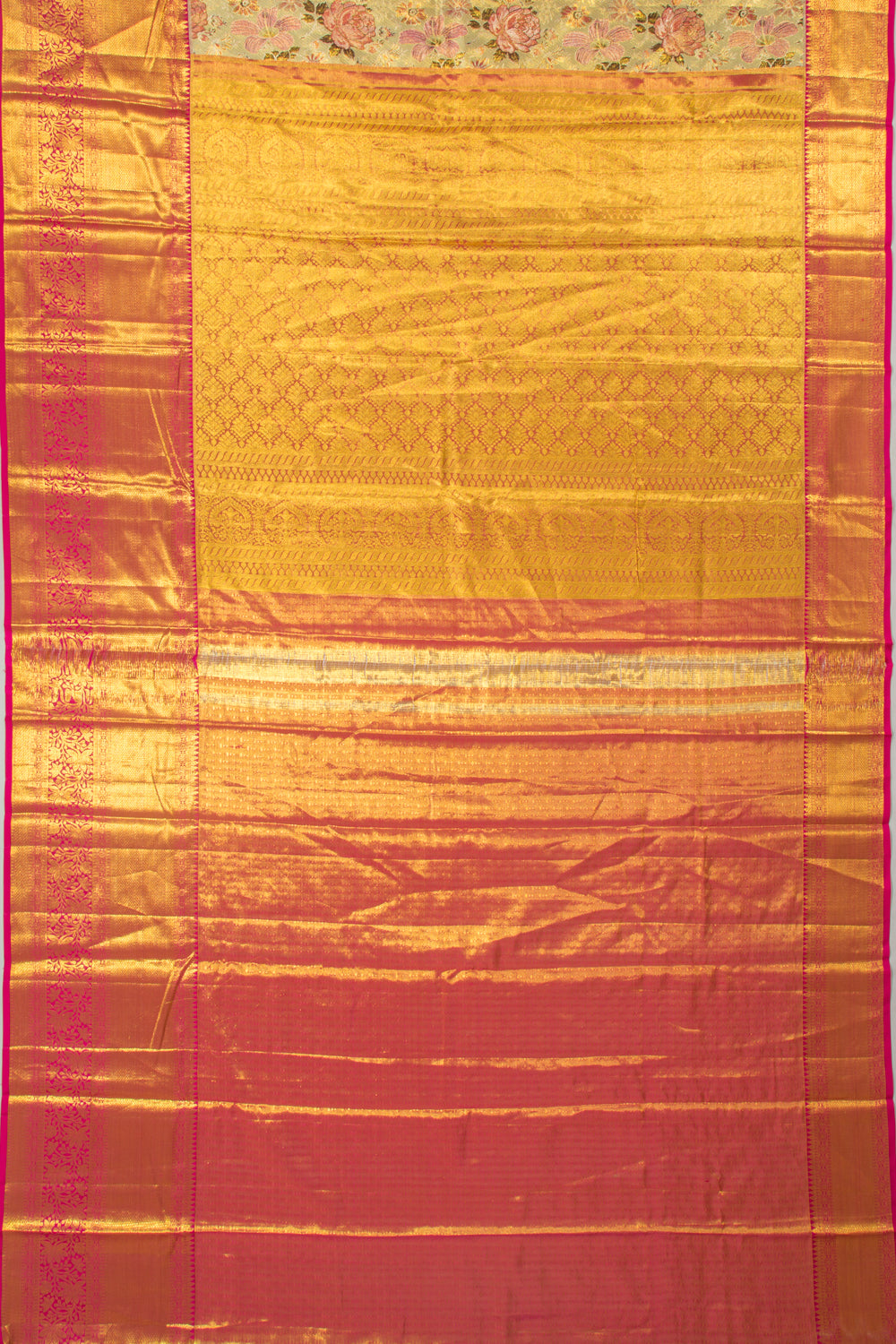 Taranga Kanchi Silk Tissue Brocade Green Saree