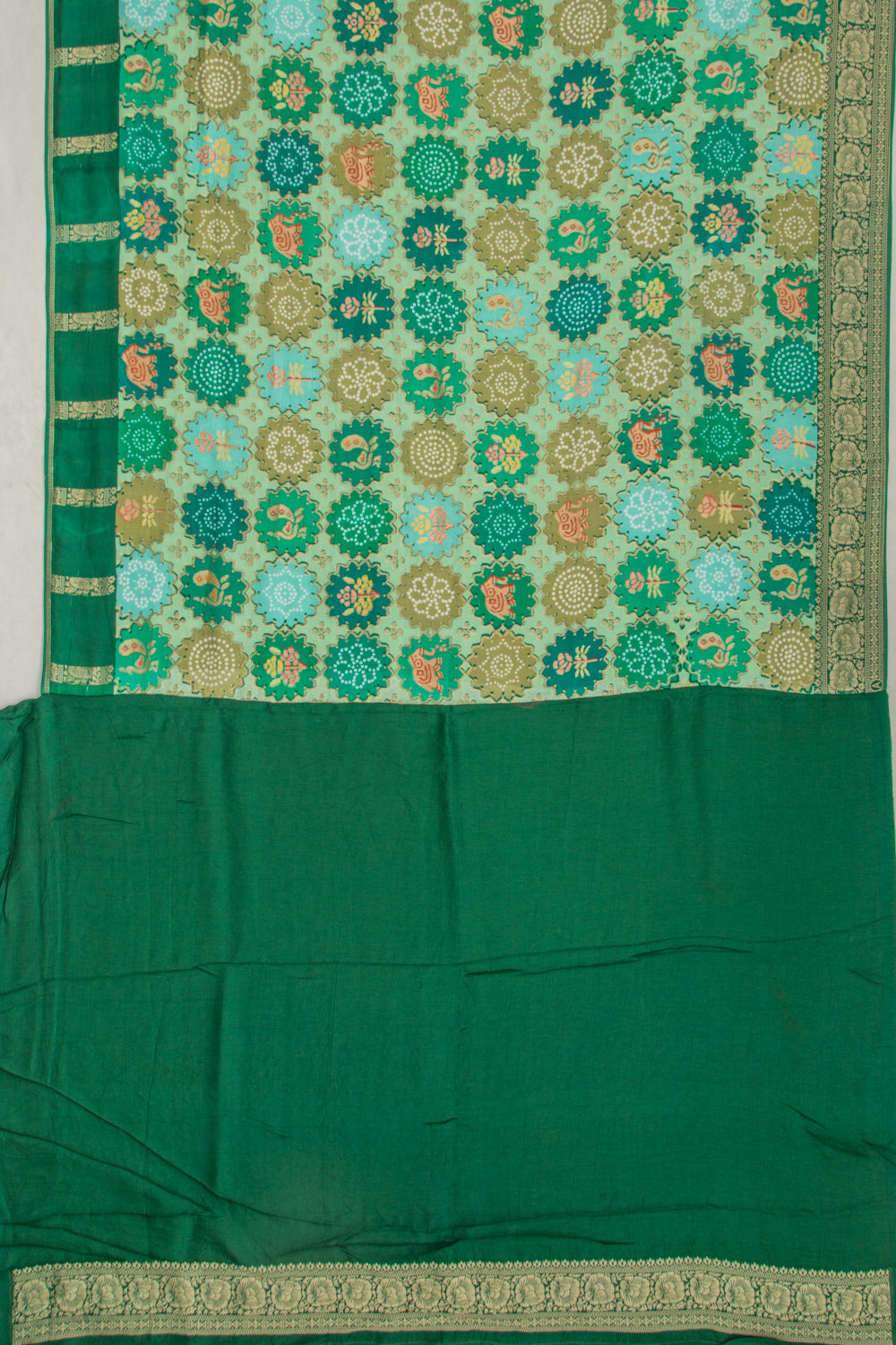 Goli Silk Brocade Green Saree